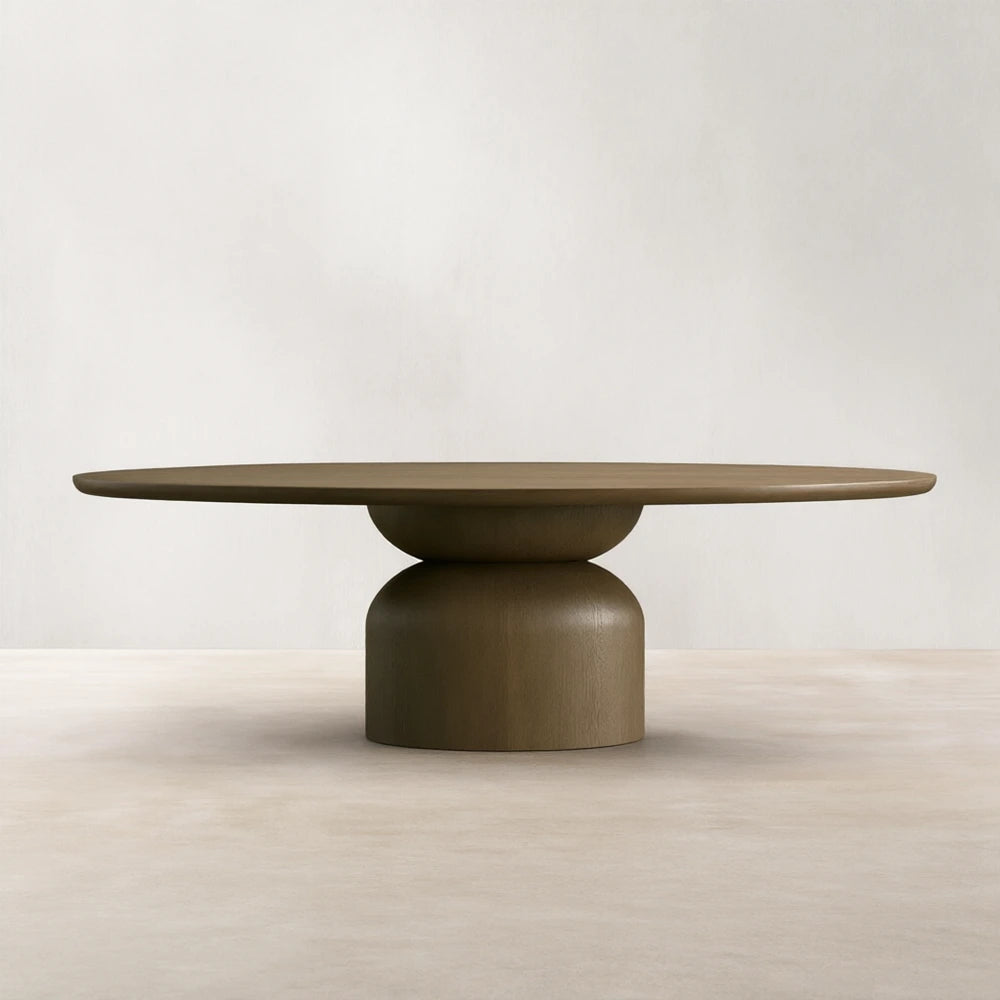 Perth Oval Oak Dining Table Hand-Sculpted Modern Dining Table
