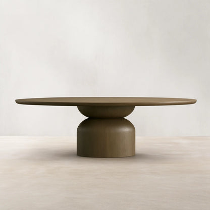 Perth Oval Oak Dining Table Hand-Sculpted Modern Dining Table