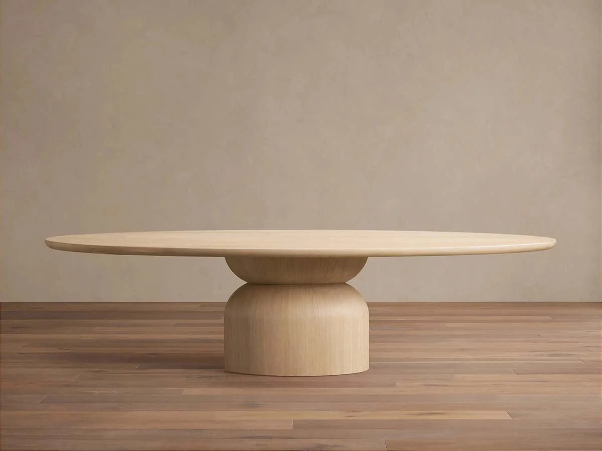 Perth Oval Oak Dining Table Hand-Sculpted Modern Dining Table
