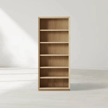 Nason Modular Bookcase Oak Wood Tall Display Cabinets with LED Lighting