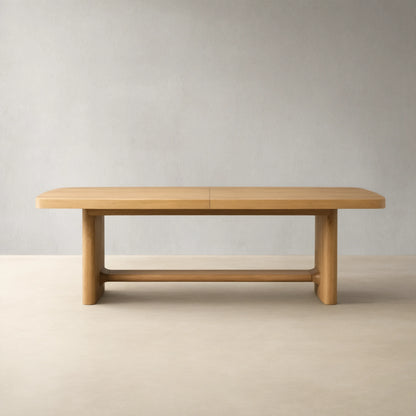 Redding Extending Dining Table in Oak Wood with Two Self-Storing Leaves