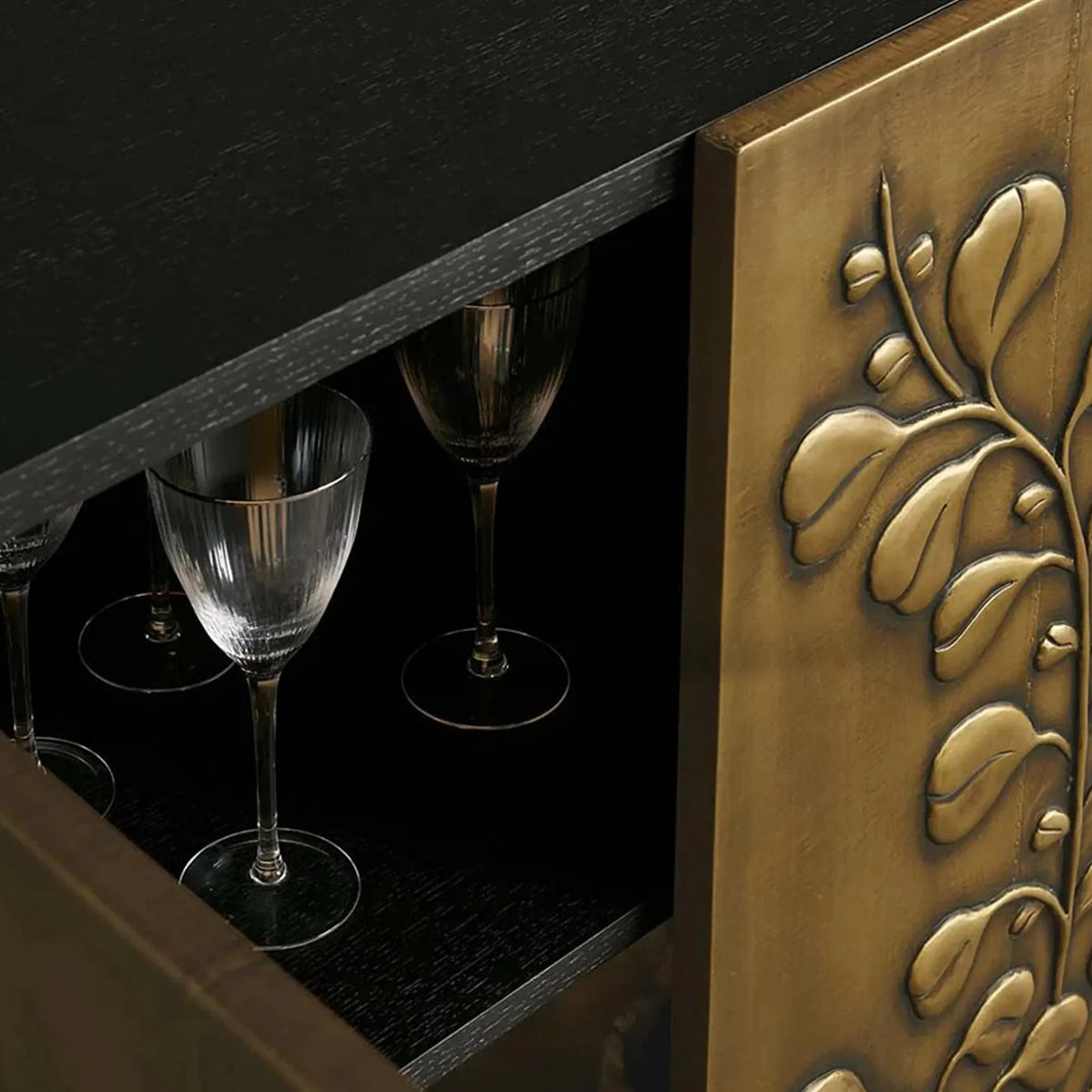 Etasha Wood Sideboard with Brass Panels Media Console TV Cabinet luxury Dining Entryway Buffet Table