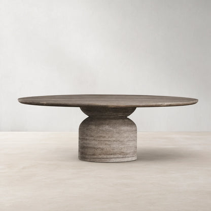 Perth Grey Travertine Oval Dining Table