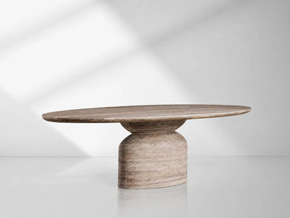 Perth Grey Travertine Oval Dining Table