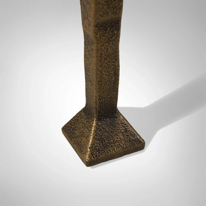 Sculptural Antique Brass Side Table with Hammered Metal Frame and Acrylic Top
