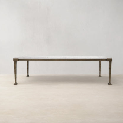 Sculptural Antique Brass Metal Coffee Table with Acrylic Top