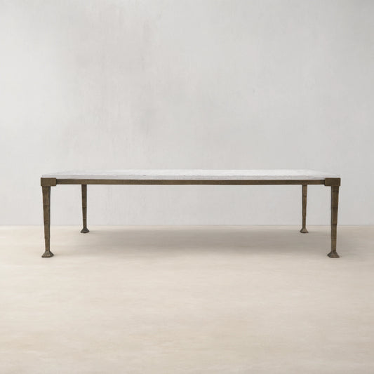 Sculptural Antique Brass Metal Coffee Table with Acrylic Top