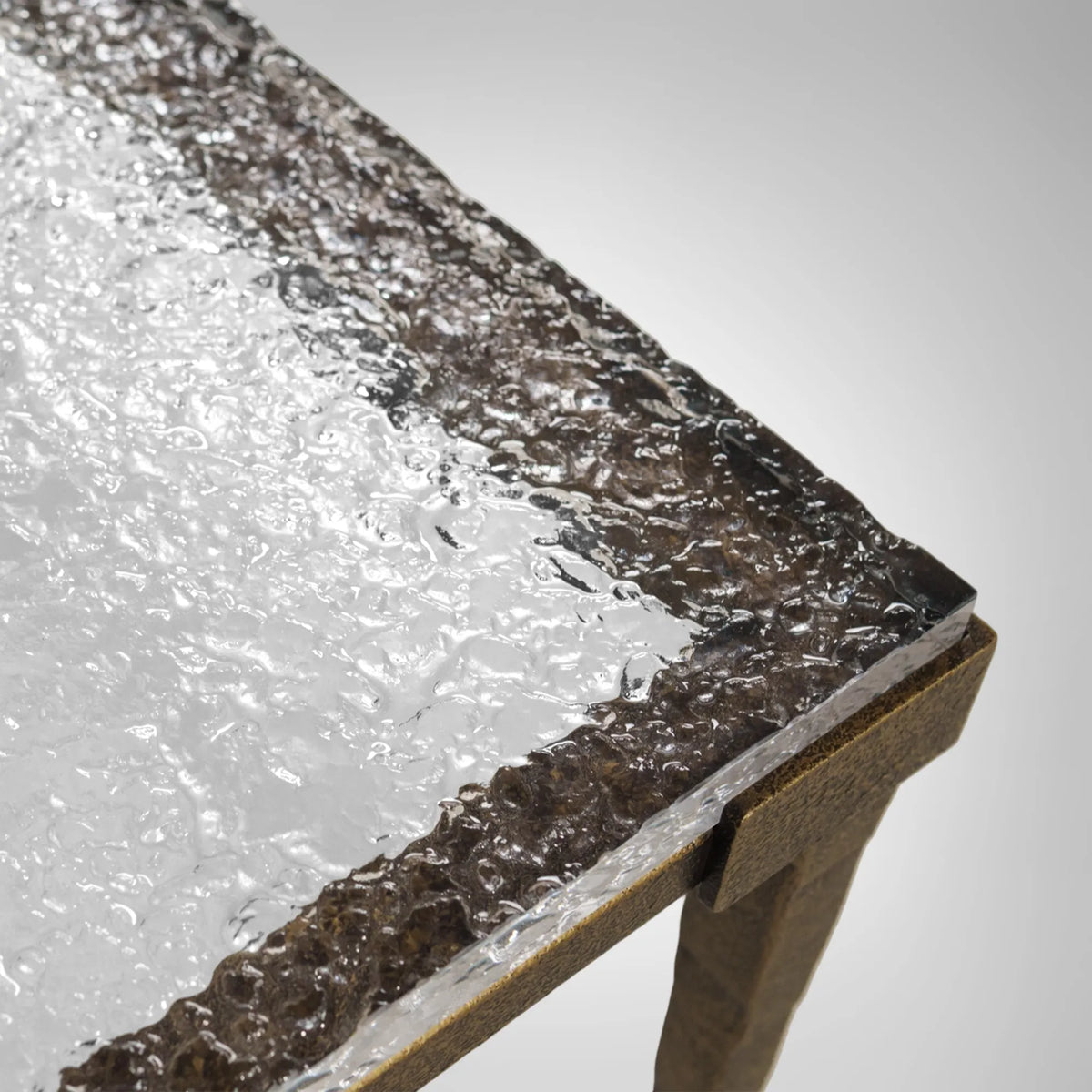 Sculptural Antique Brass Metal Coffee Table with Acrylic Top