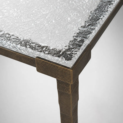 Sculptural Antique Brass Metal Coffee Table with Acrylic Top