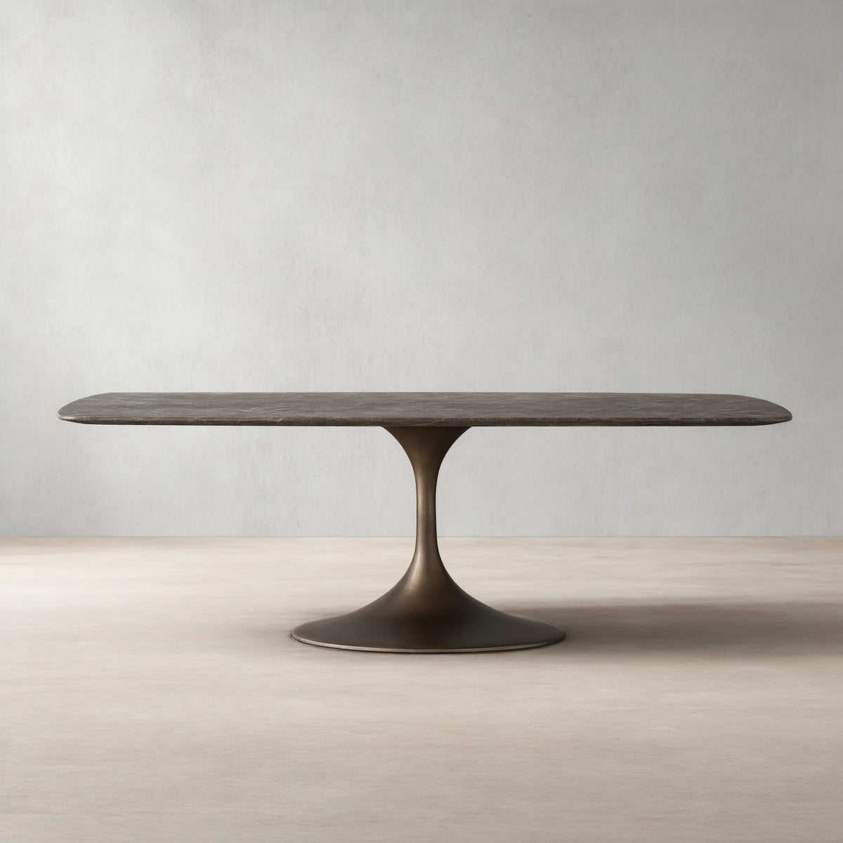Aero Marble Stone Top Dining Table with Launette Steel Base Luxury Tulip Dining Table