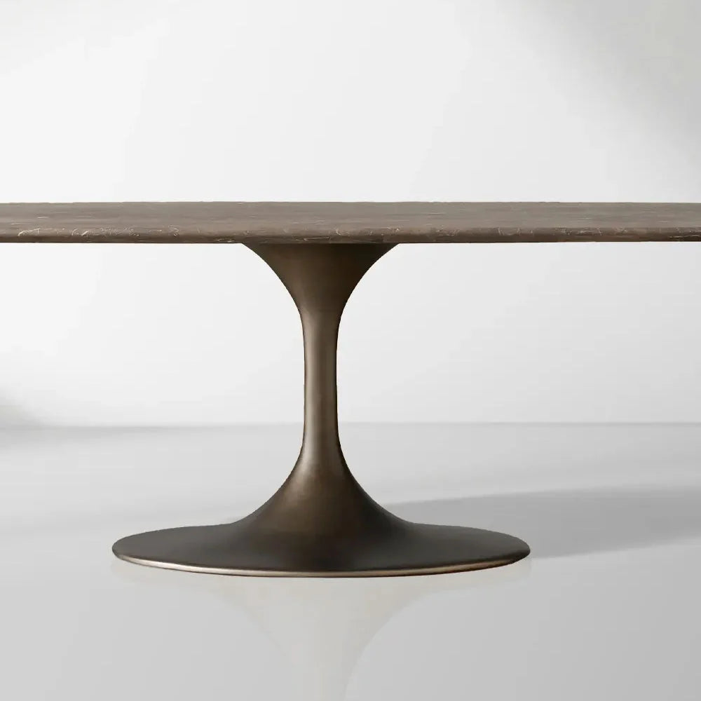Aero Marble Stone Top Dining Table with Launette Steel Base Luxury Tulip Dining Table