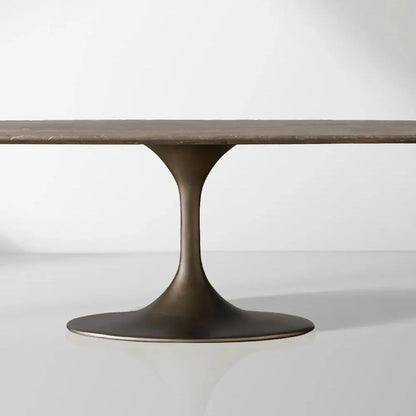 Aero Marble Stone Top Dining Table with Launette Steel Base Luxury Tulip Dining Table