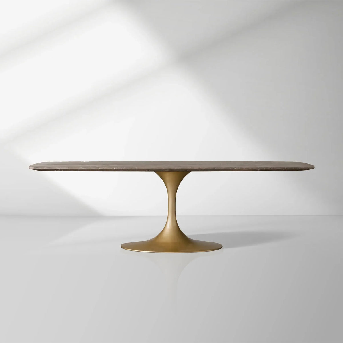 Aero Marble Stone Top Dining Table with Launette Steel Base Luxury Tulip Dining Table