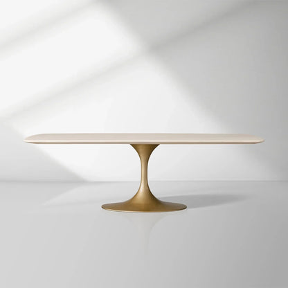 Aero Marble Stone Top Dining Table with Launette Steel Base Luxury Tulip Dining Table