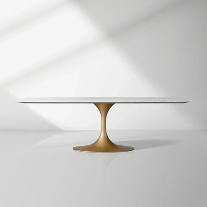 Aero Marble Stone Top Dining Table with Launette Steel Base Luxury Tulip Dining Table