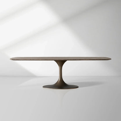 Aero Marble Stone Top Dining Table with Launette Steel Base Luxury Tulip Dining Table