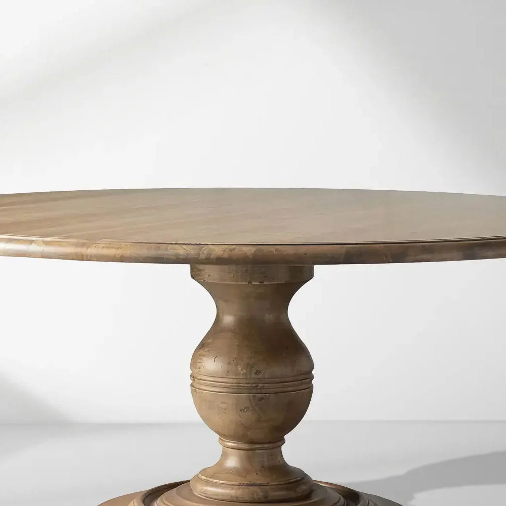 Asolo Round Dining Table Hand-Carved Tulipwood