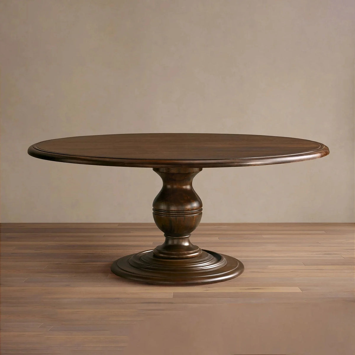 Asolo Round Dining Table Hand-Carved Tulipwood