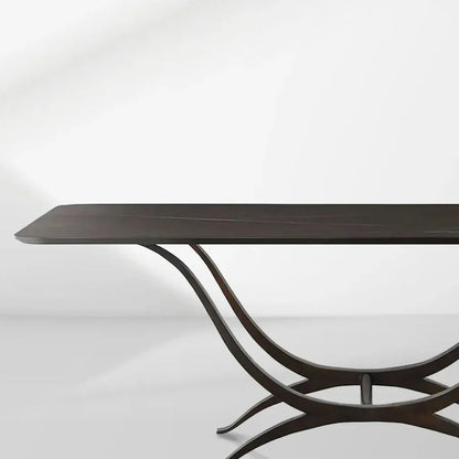 Chorda 84" Rectangular Dining Table Iron Base, Stoneware Tabletop