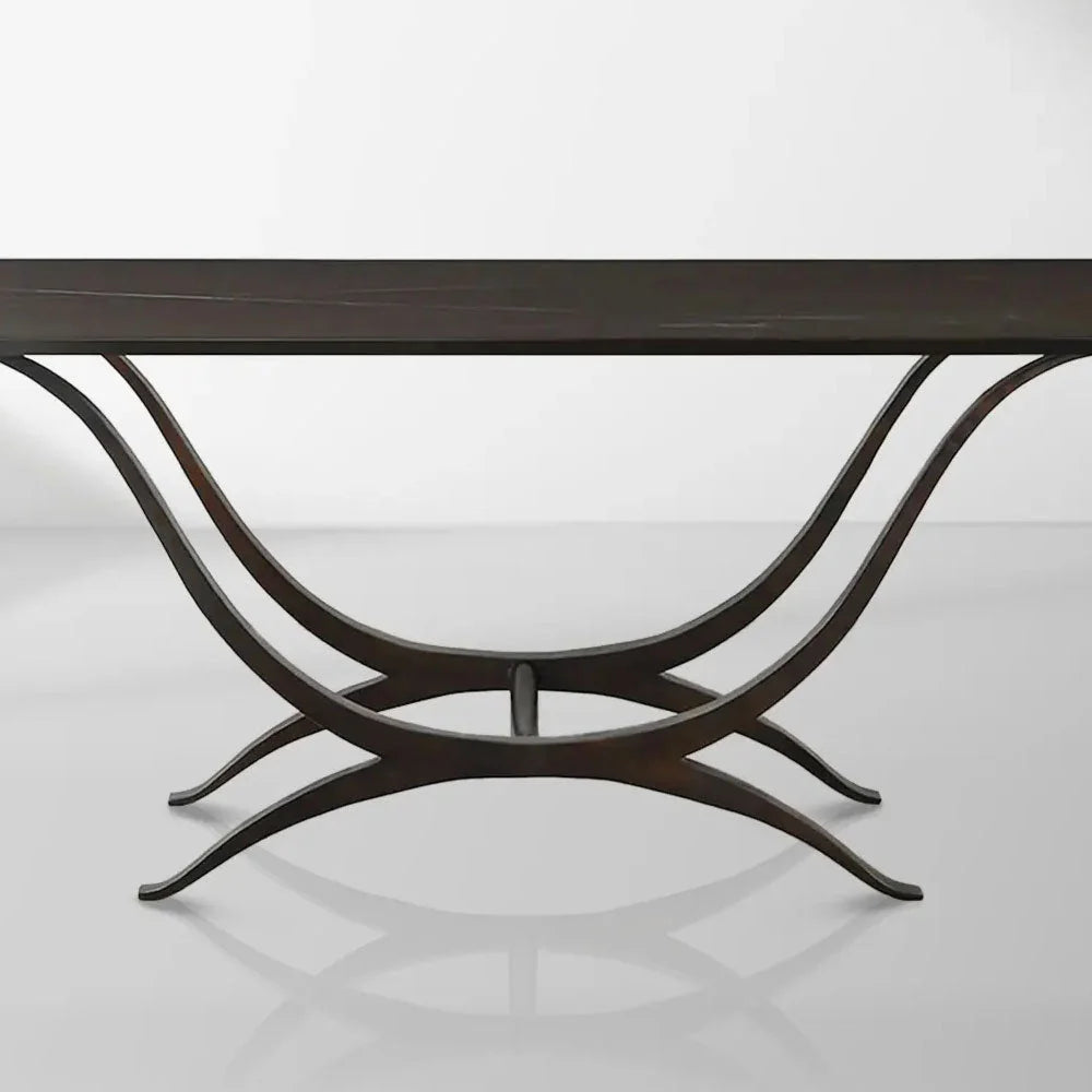 Chorda 84" Rectangular Dining Table Iron Base, Stoneware Tabletop