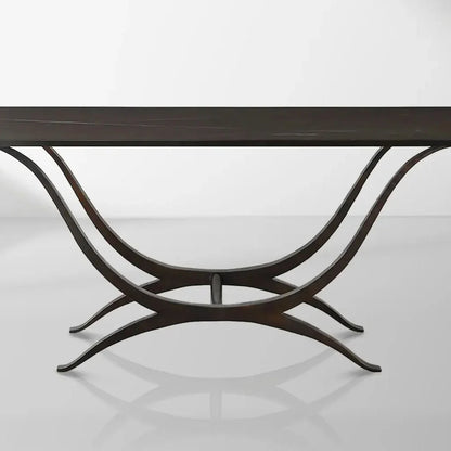 Chorda 84" Rectangular Dining Table Iron Base, Stoneware Tabletop