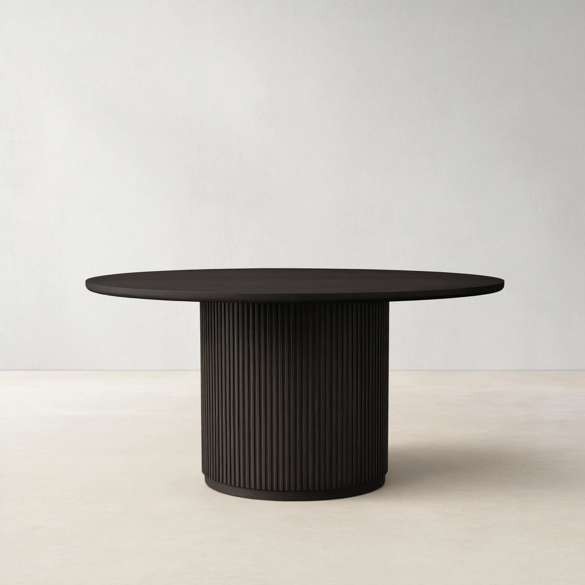 Finnley Round Wood Dining Table Reeded Detail