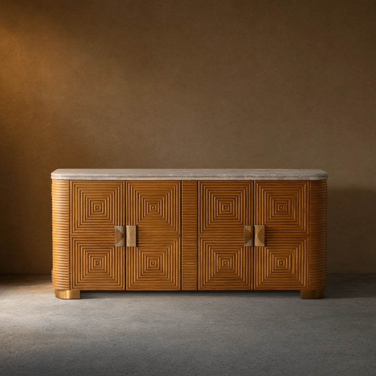 Grey Emperador marble Kensley Sideboard Wood Buffets Cabinet