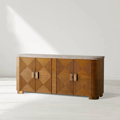 Grey Emperador marble Kensley Sideboard Wood Buffets Cabinet