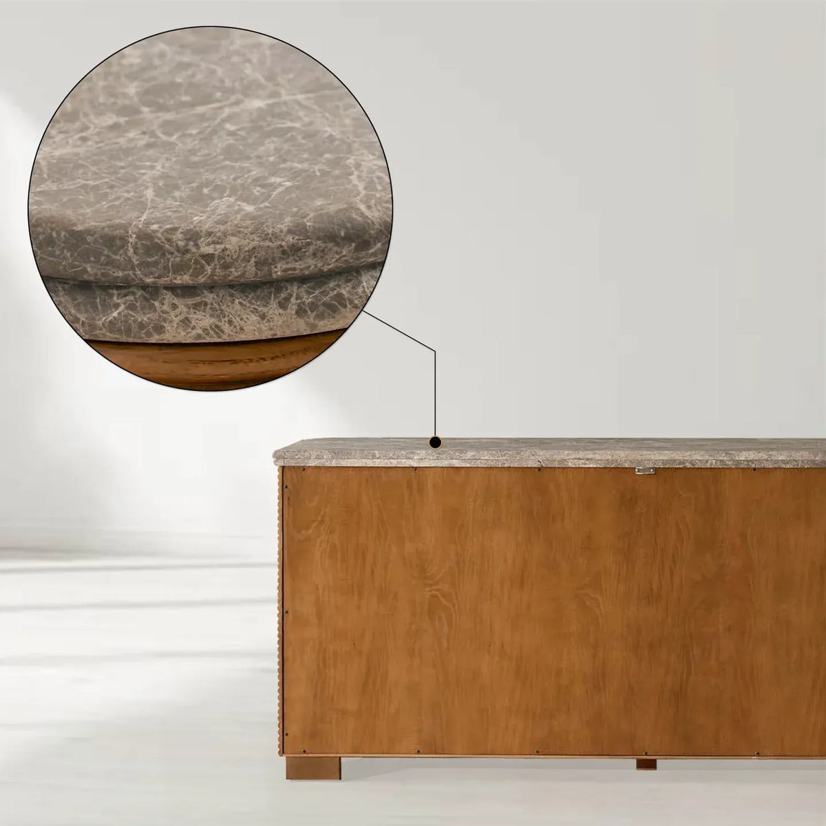 Grey Emperador marble Kensley Sideboard Wood Buffets Cabinet