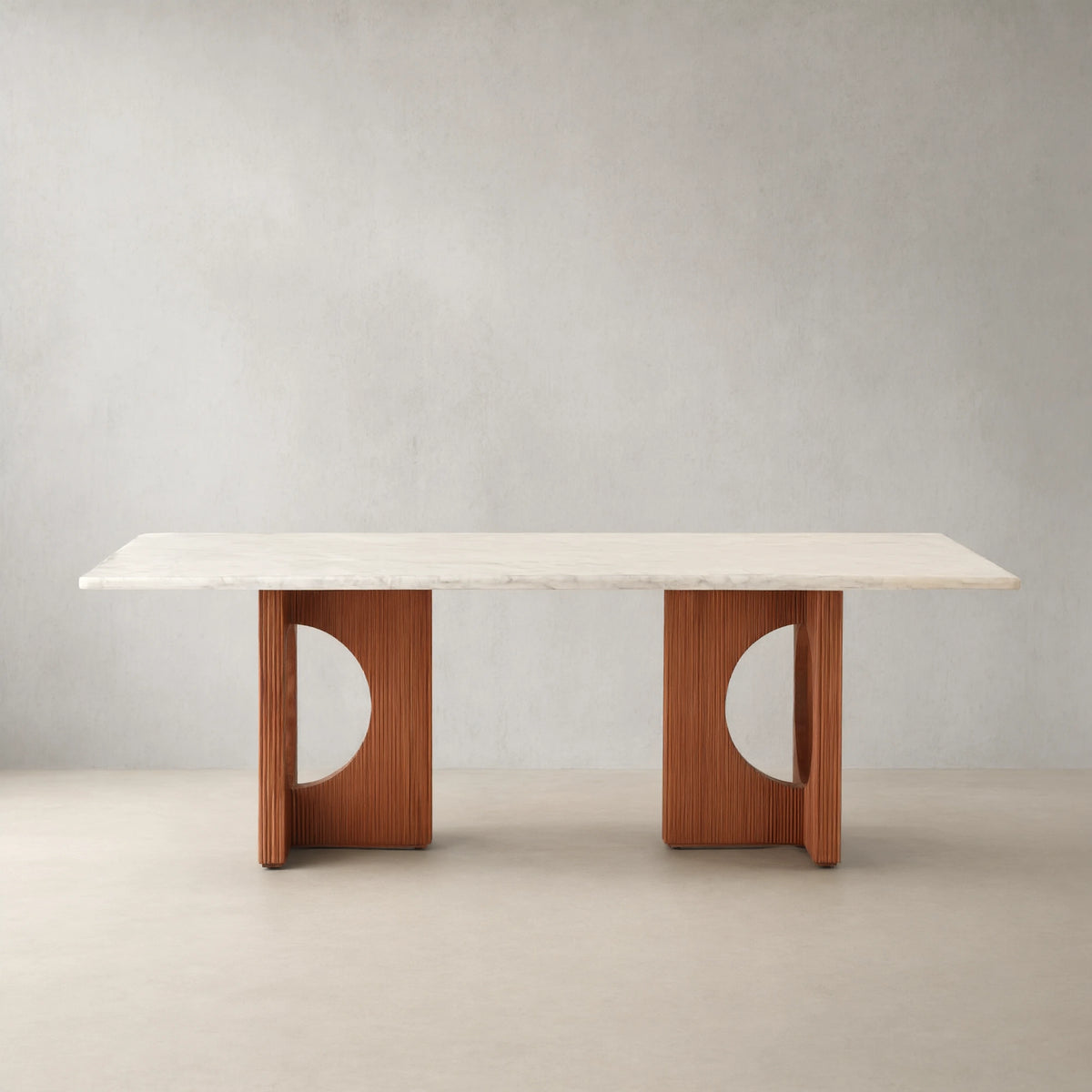 Italian Carrara Marble Elliot Dining Table with Solid Oak Base