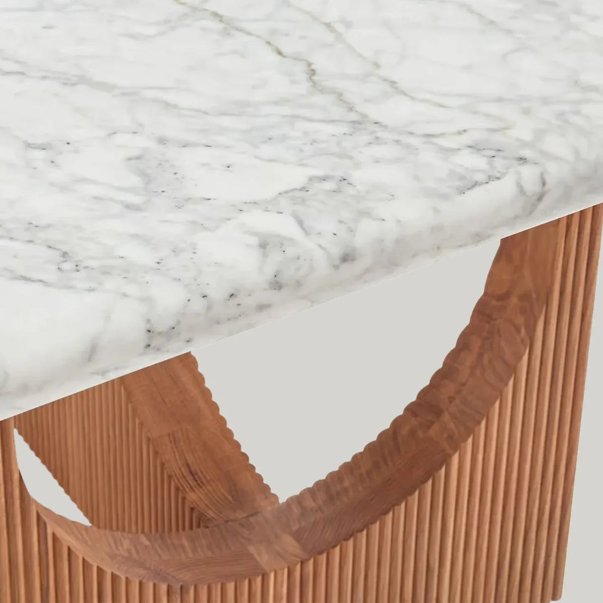 Italian Carrara Marble Elliot Dining Table with Solid Oak Base