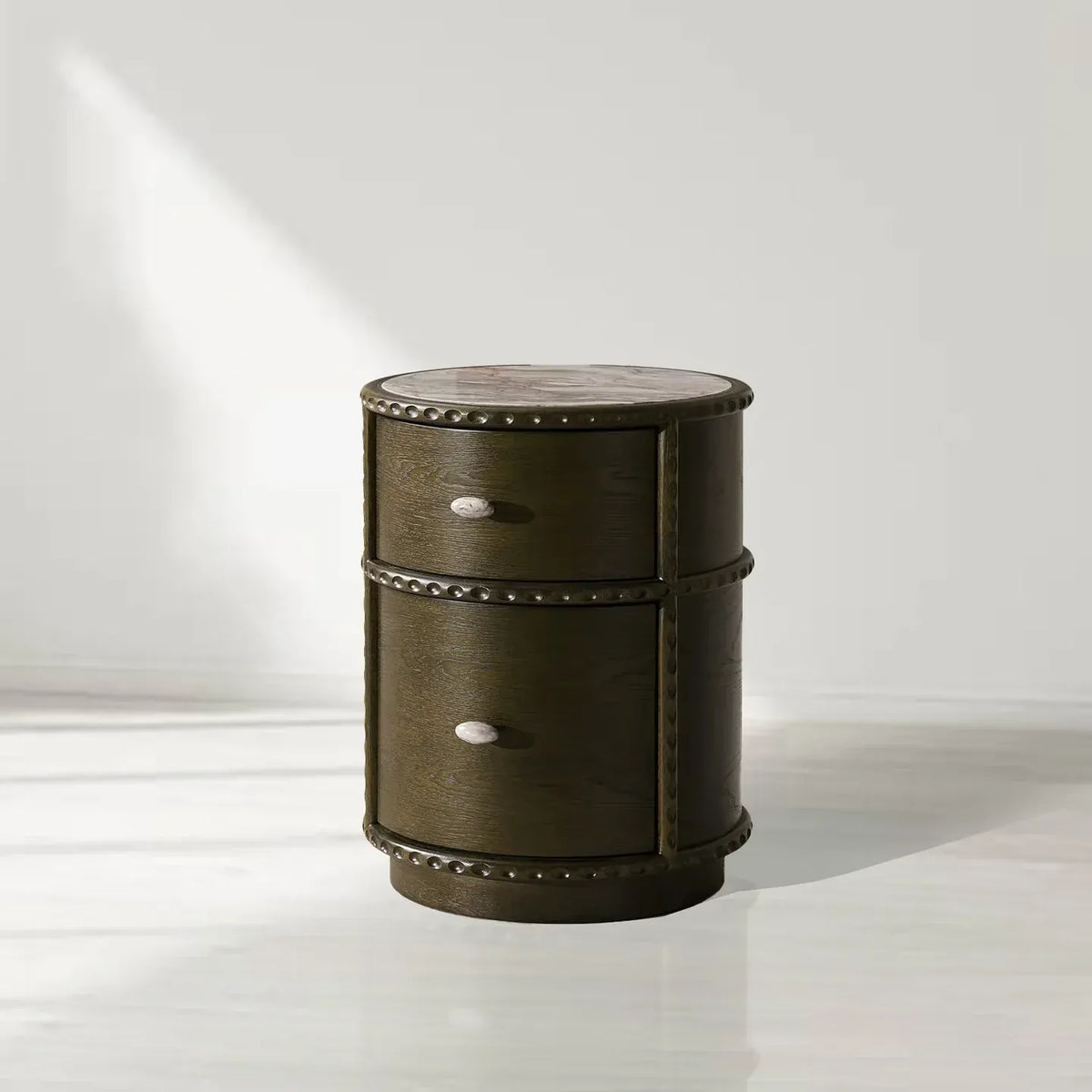 Pierro oakwood Sculptural Bedside Table With Brazilian Quartzite Top Nightstands