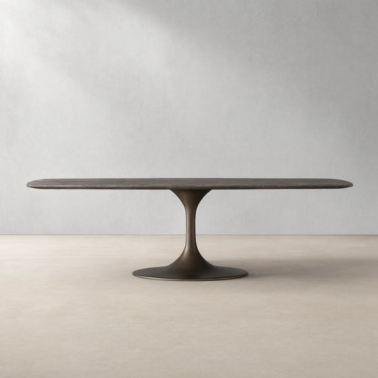Saint Germain Stone Top Dining Table with Launette Steel Base