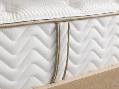 Premium Plush Mattress with white quilted cotton cover, featuring wave patterns, and "Zarevium" embroidered on the side.