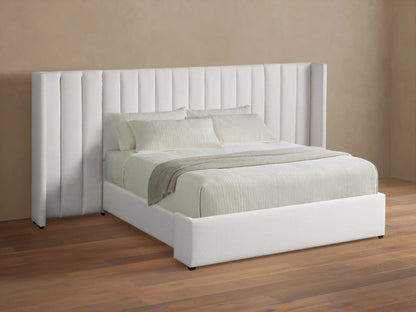 Wyller Channel-Stitched Extended Headboard Bed with Low Footboard