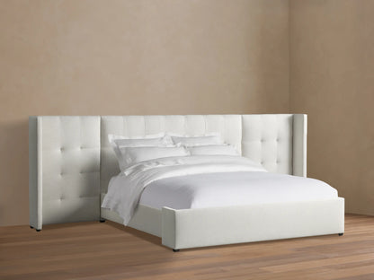 Wyller Box-Tufted Extended Headboard Bed with Low Footboard