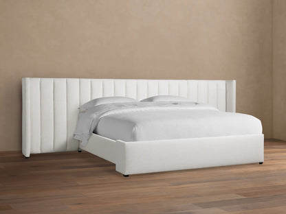 Wyller Channel-Stitched Extended Headboard Bed with Low Footboard