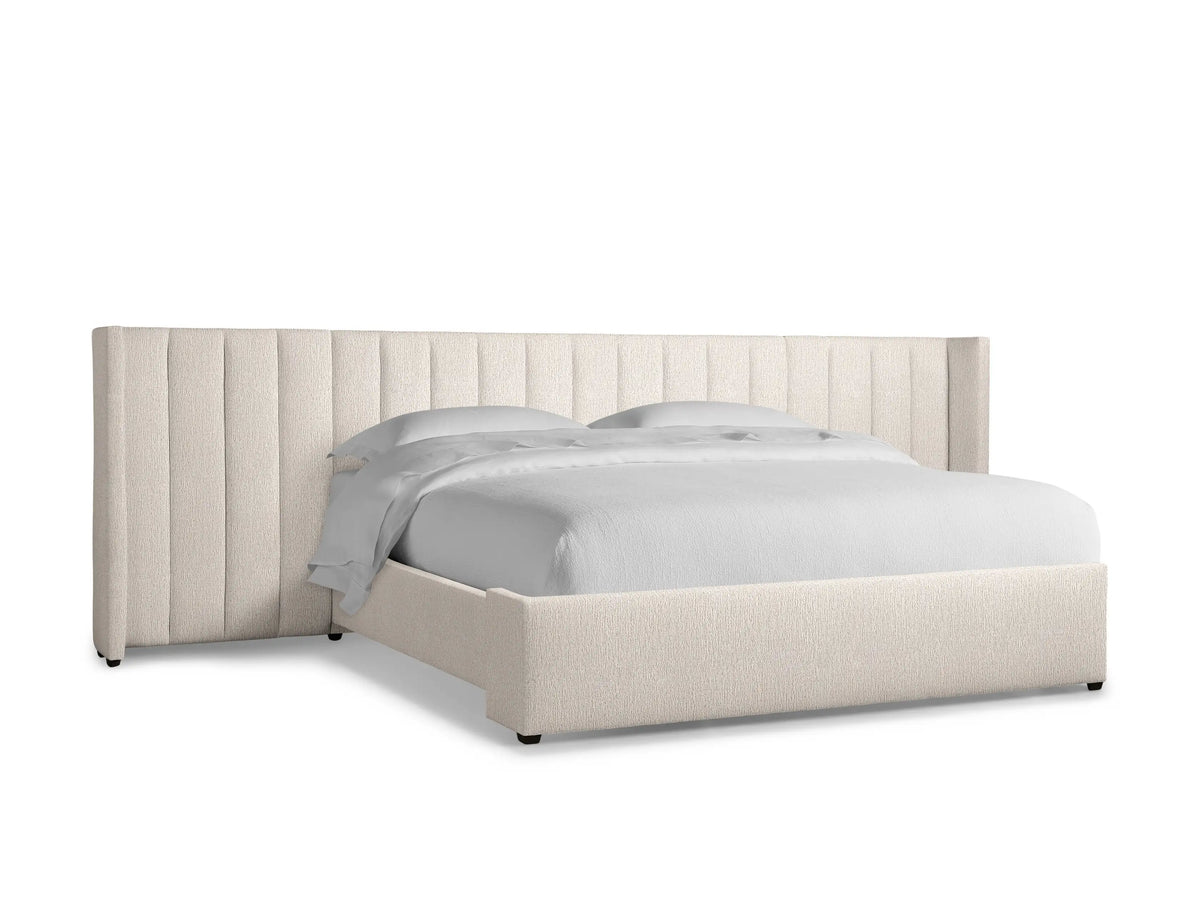 Wyller Channel-Stitched Extended Headboard Bed with Low Footboard