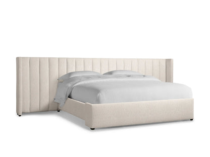 Wyller Channel-Stitched Extended Headboard Bed with Low Footboard