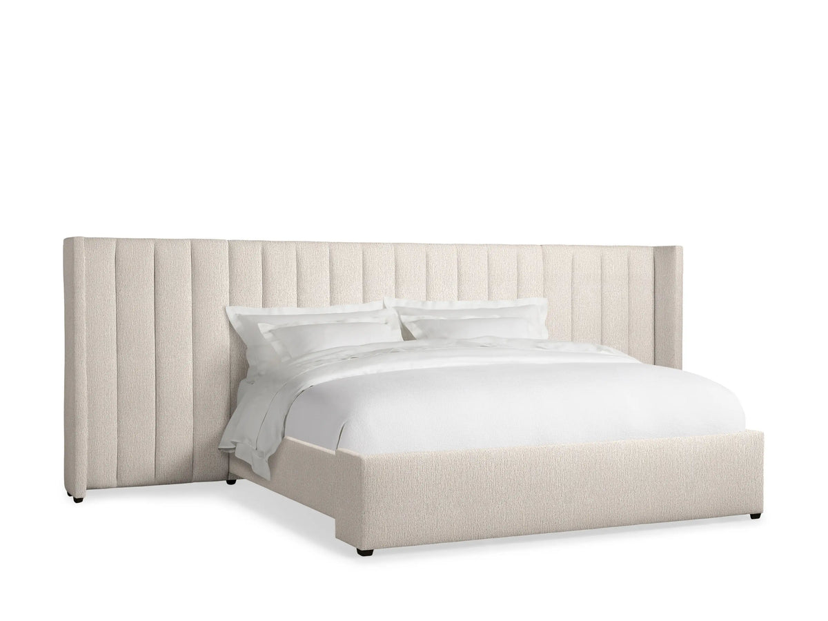 Wyller Channel-Stitched Extended Headboard Bed with Low Footboard