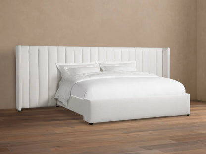 Wyller Channel-Stitched Extended Headboard Bed with Low Footboard