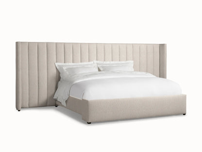 Wyller Channel-Stitched Extended Headboard Bed with Low Footboard