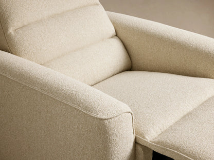Front view of the Cream Borough Motion Recliner, upholstered in textured fabric, with padded back and wide arms.