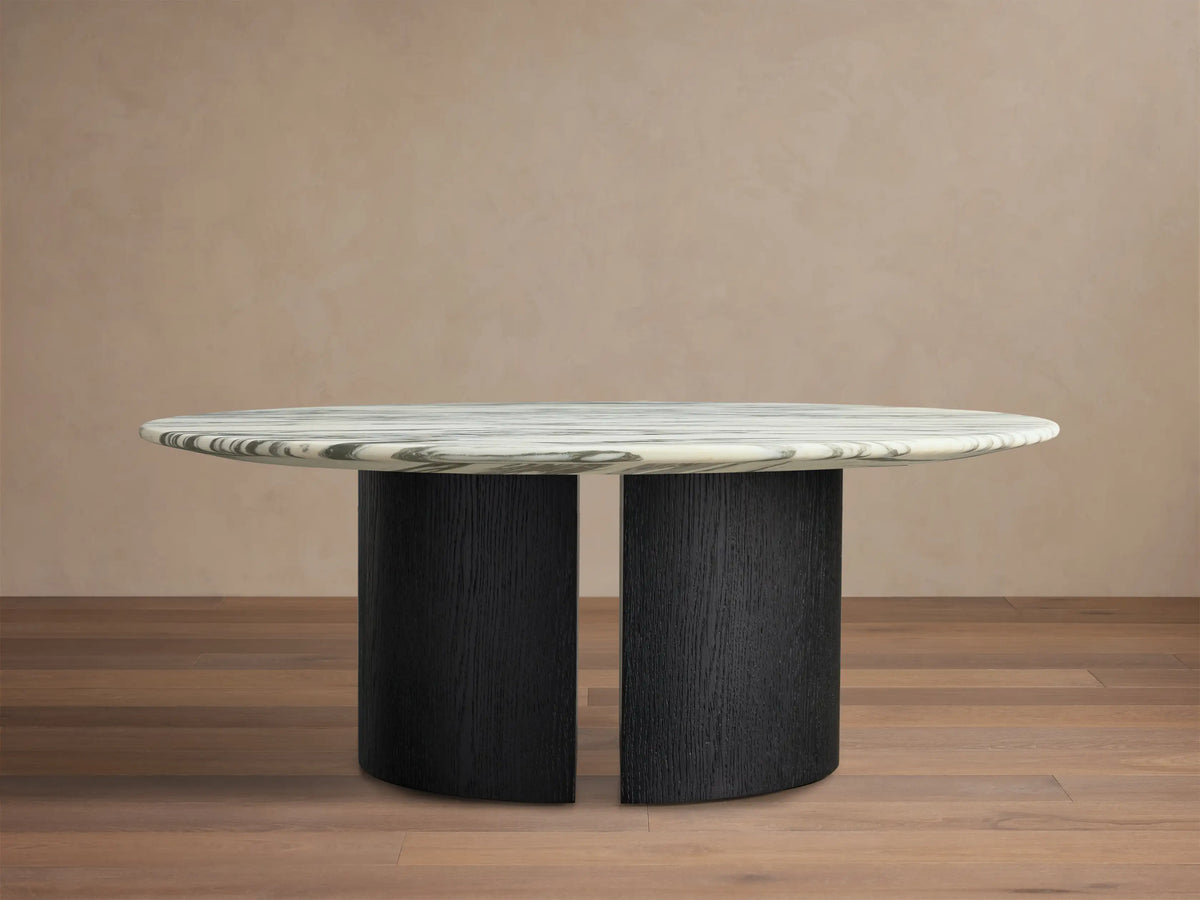 Saint Germain Round Stone Coffee Table with Dauphine Base