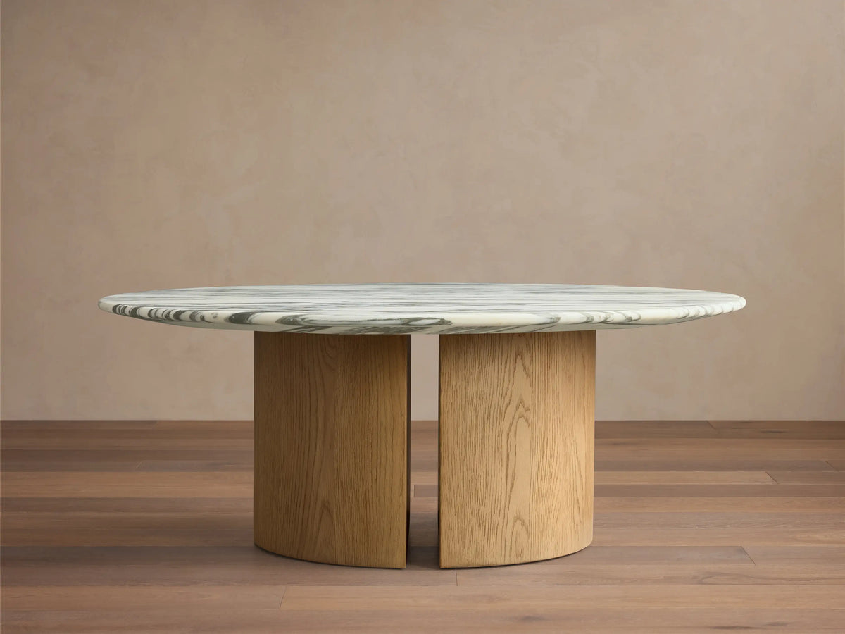 Saint Germain Round Stone Coffee Table with Dauphine Base
