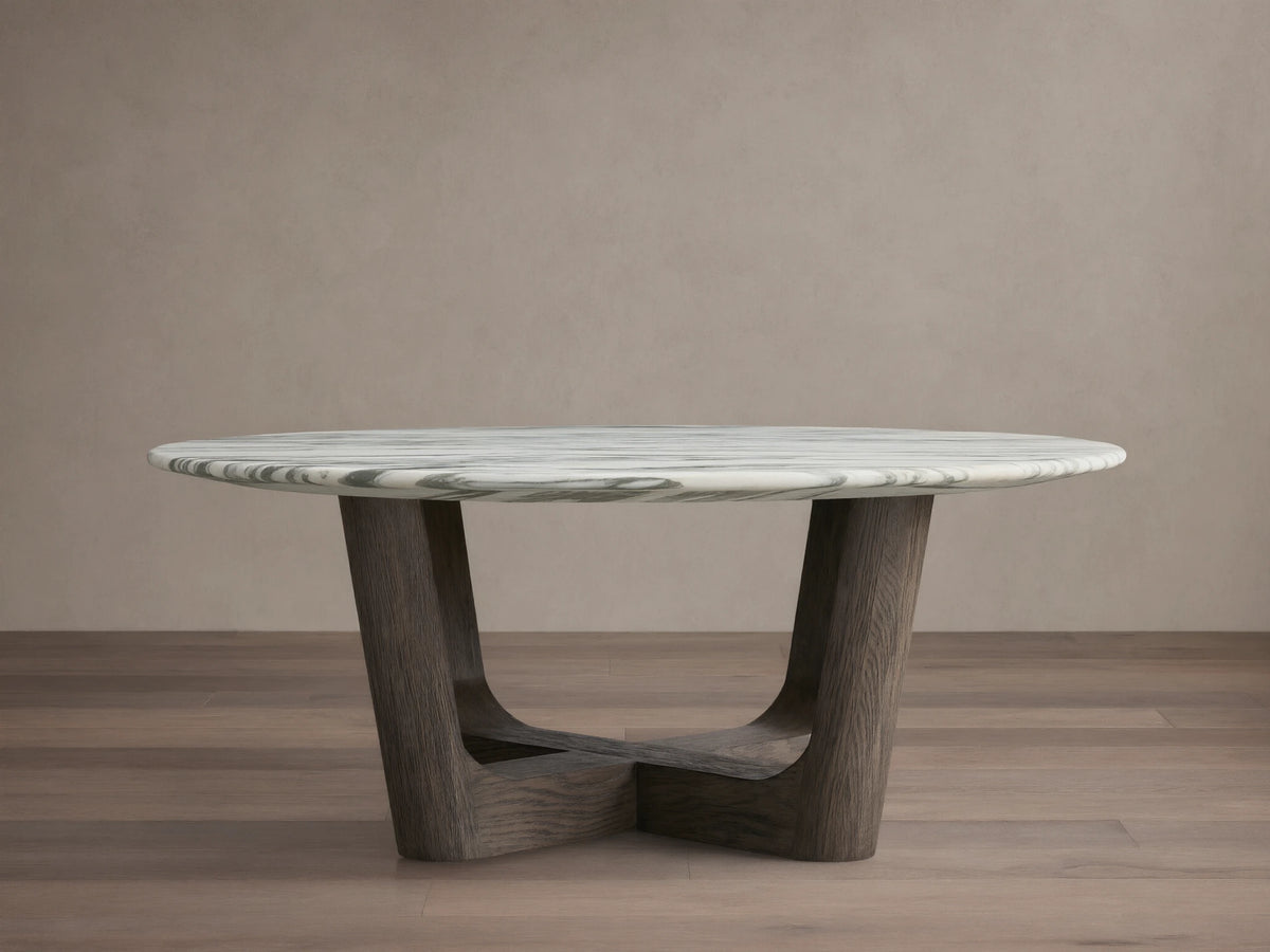 Saint Germain Round Stone Coffee Table with Rennes Base