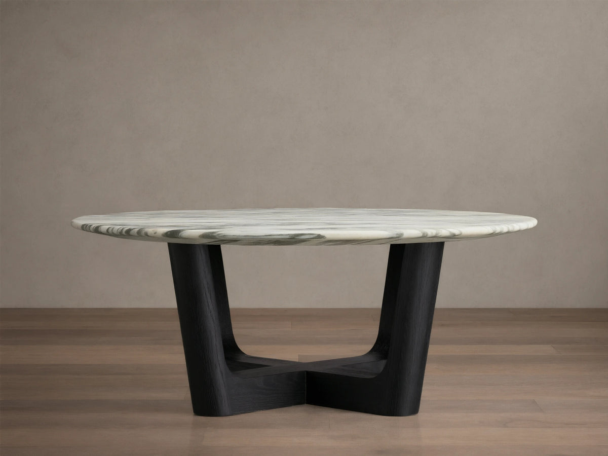 Saint Germain Round Stone Coffee Table with Rennes Base