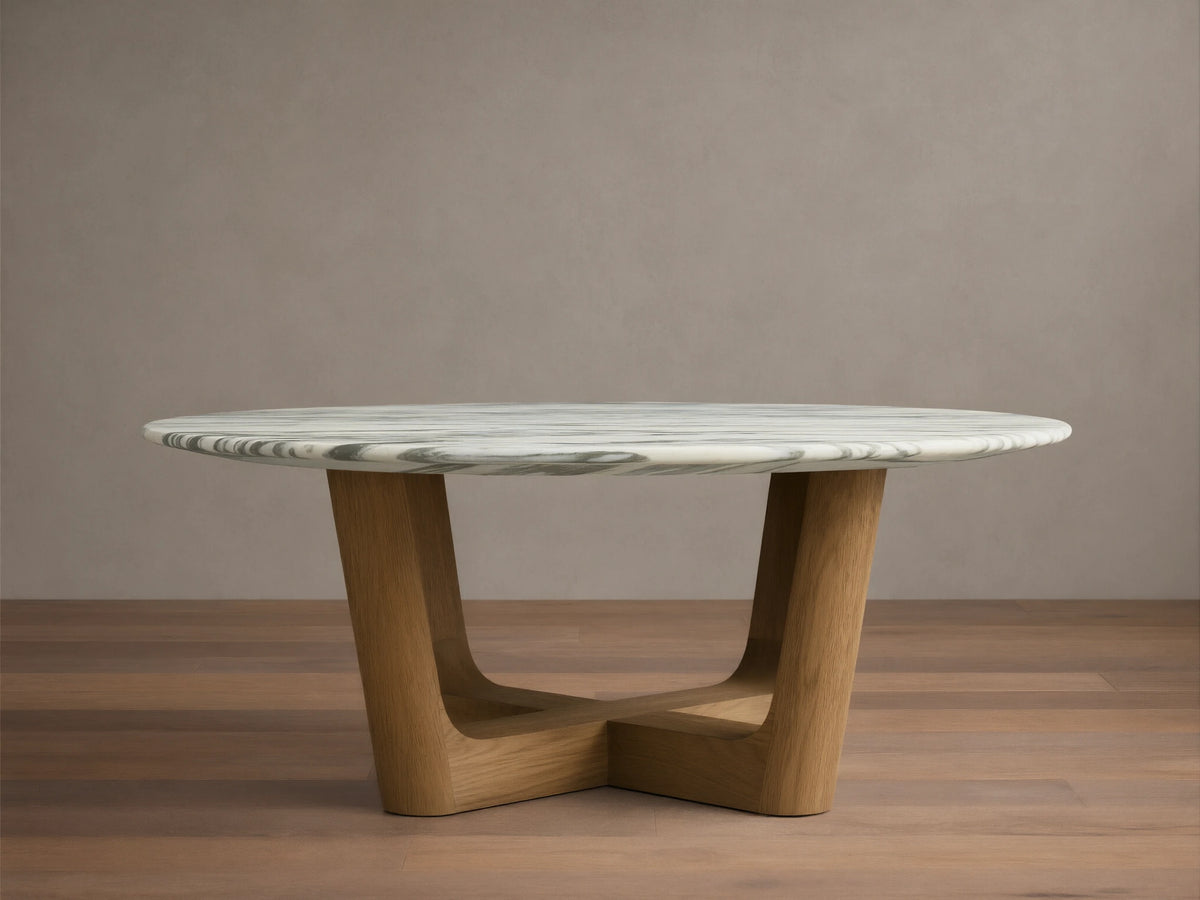 Saint Germain Round Stone Coffee Table with Rennes Base