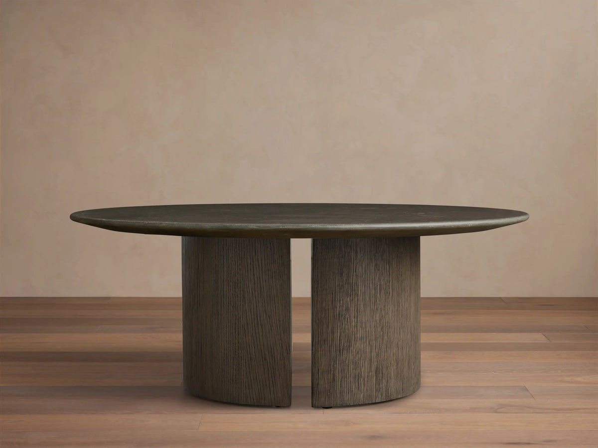 Saint Germain Round Stone Coffee Table with Dauphine Base