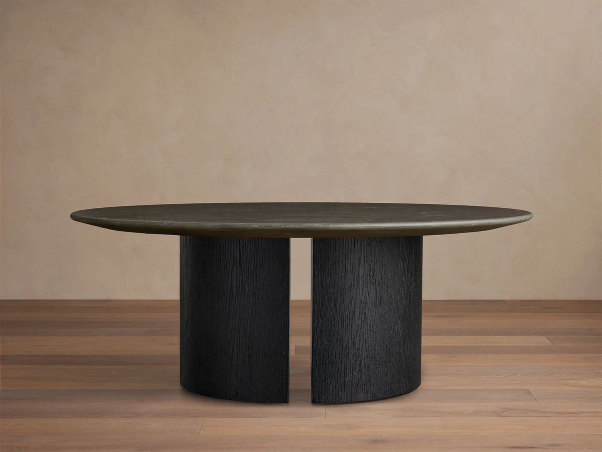 Saint Germain Round Stone Coffee Table with Dauphine Base